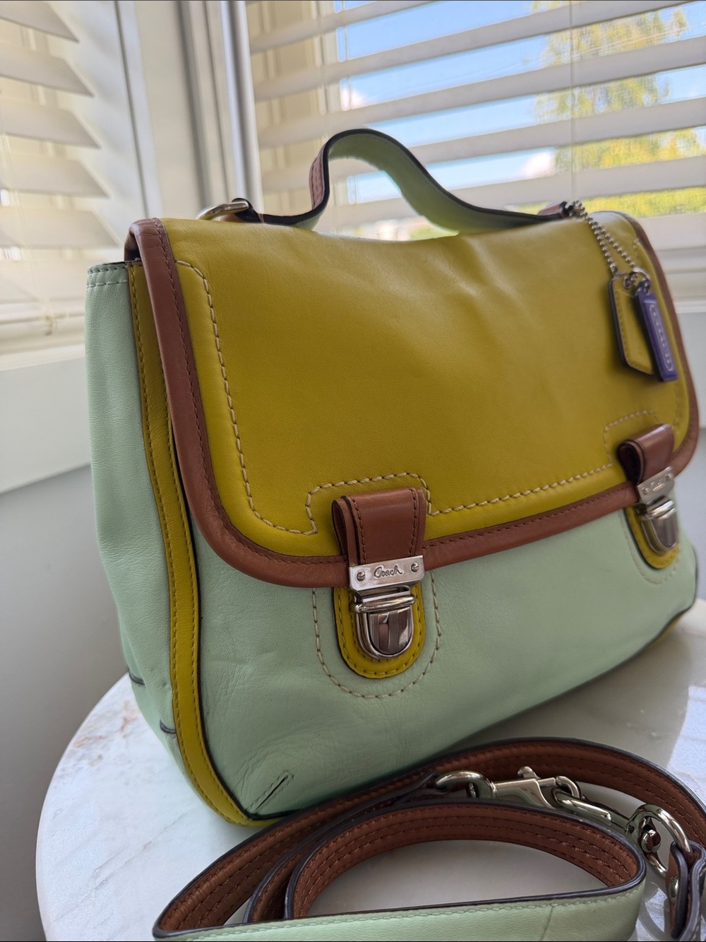 Coach Poppy Y2K Leather Colorblock Dylan Flap Satchel [limited edition] - Picture 3 of 14